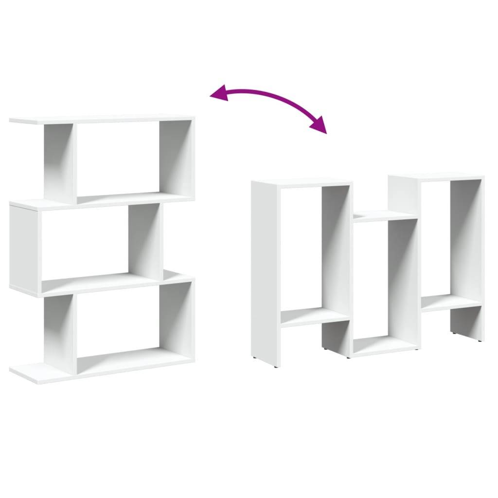 Bibliothèque séparateur de pièce 3 compartiments blanc 70x24x97 cm en bois