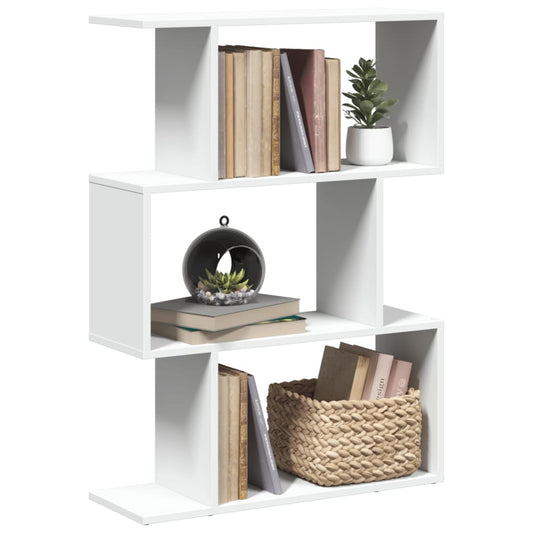 Bibliothèque séparateur de pièce 3 compartiments blanc 70x24x97 cm en bois