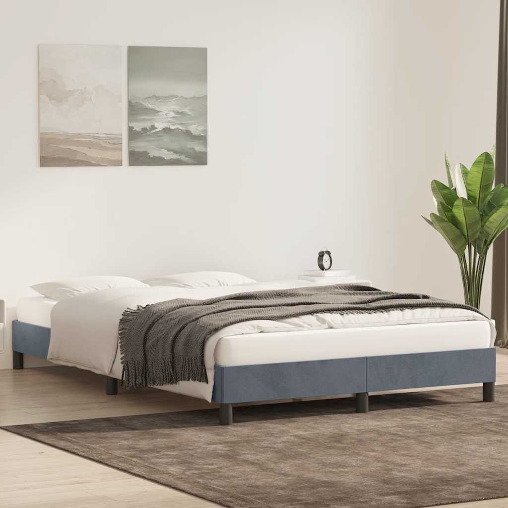 Bettgestell ohne Matratze Dunkelgrau 140x210 cm Samt