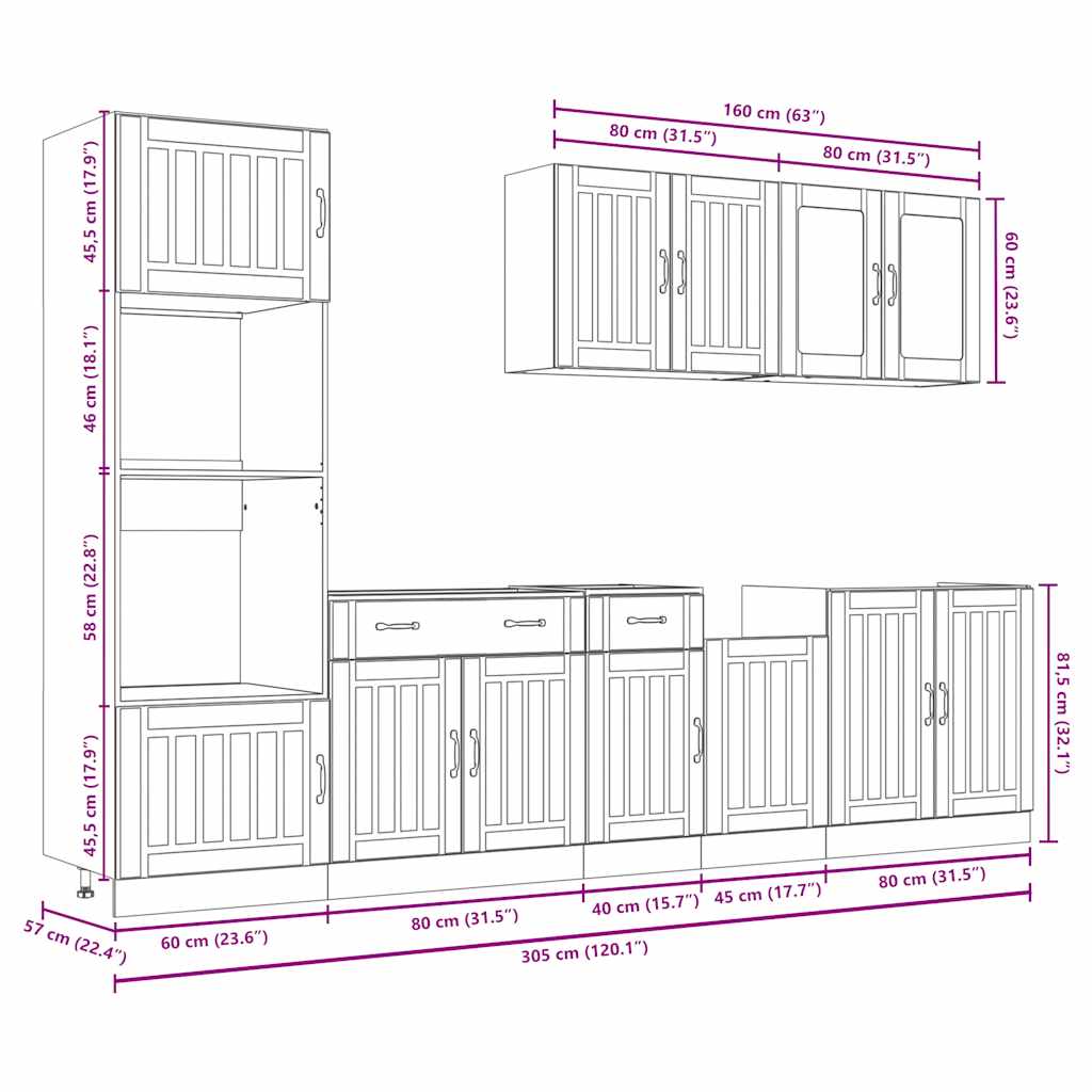 7-tlg. Küchenschrank-Set Lucca Hochglanz-Weiß Holzwerkstoff