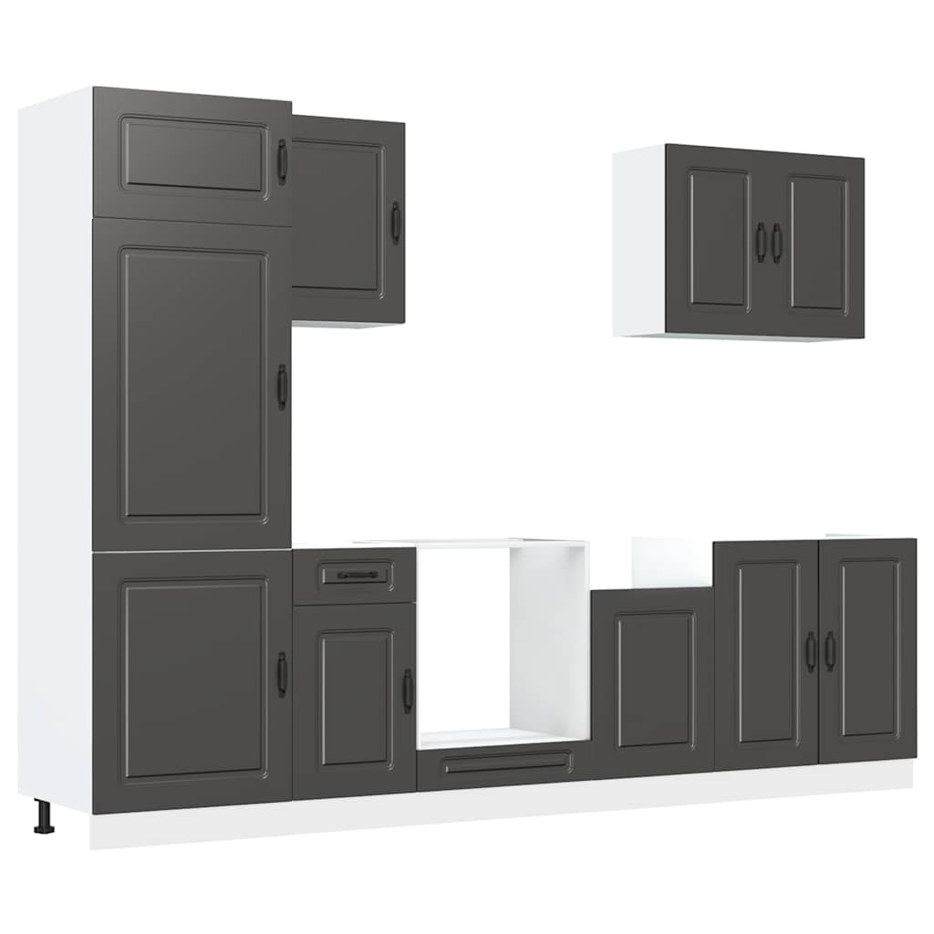 7-tlg. Küchenschrank-Set Kalmar Schwarz Holzwerkstoff