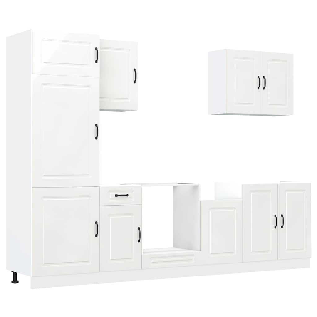 7-tlg. Küchenschrank-Set Kalmar Hochglanz-Weiß Holzwerkstoff