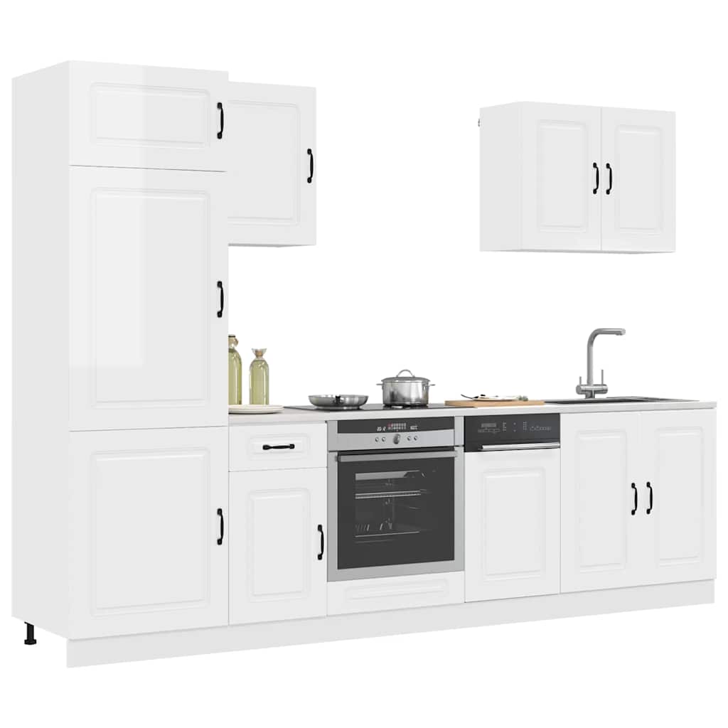 7-tlg. Küchenschrank-Set Kalmar Hochglanz-Weiß Holzwerkstoff