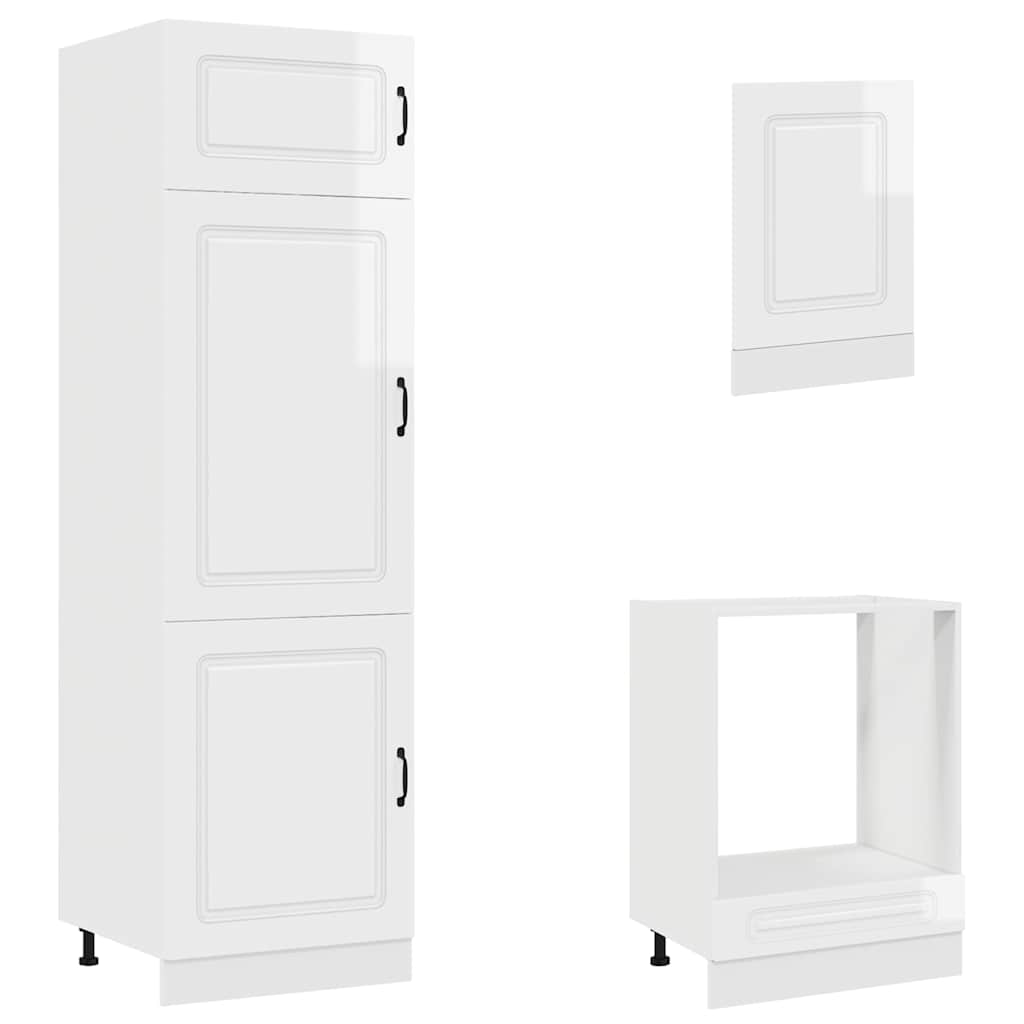 7-tlg. Küchenschrank-Set Kalmar Hochglanz-Weiß Holzwerkstoff
