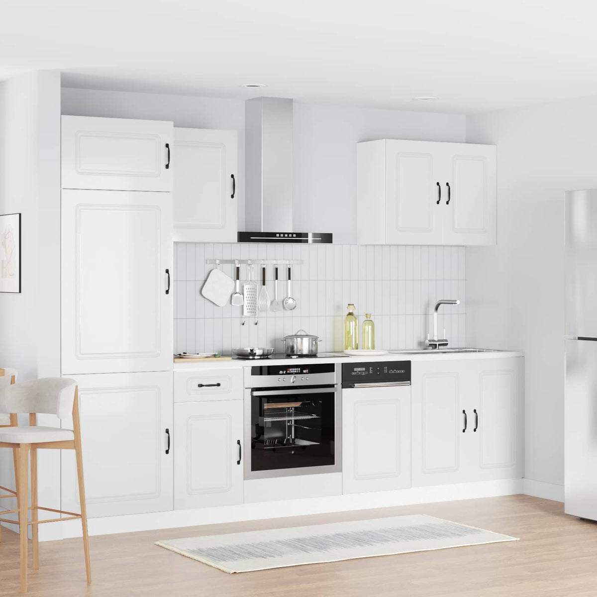 7-tlg. Küchenschrank-Set Kalmar Hochglanz-Weiß Holzwerkstoff