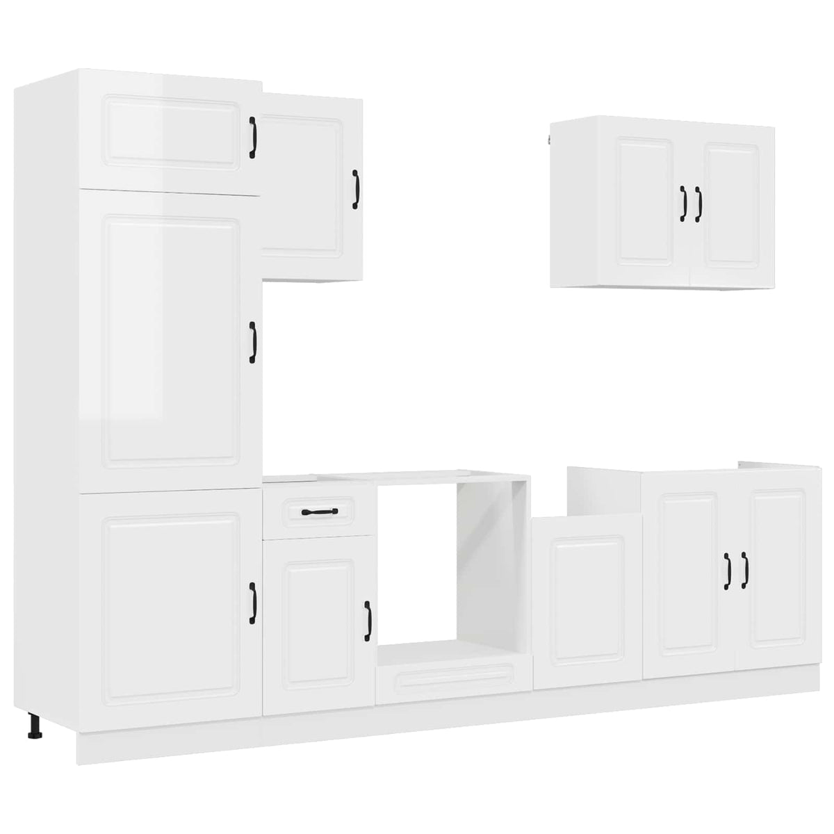 7-tlg. Küchenschrank-Set Kalmar Hochglanz-Weiß Holzwerkstoff
