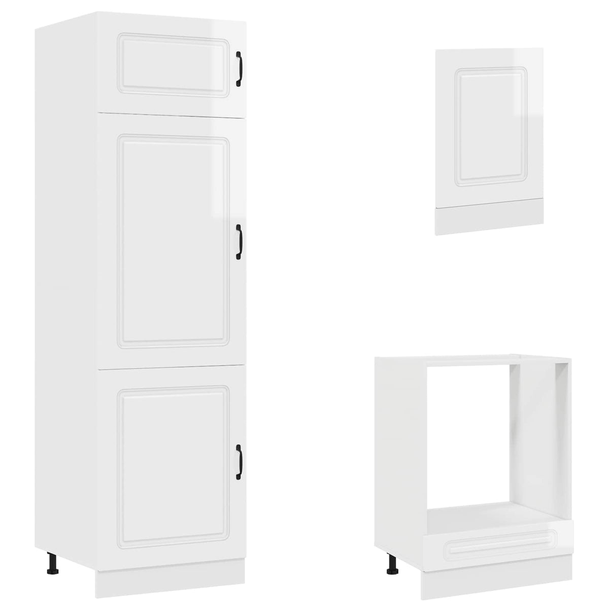 7-tlg. Küchenschrank-Set Kalmar Hochglanz-Weiß Holzwerkstoff