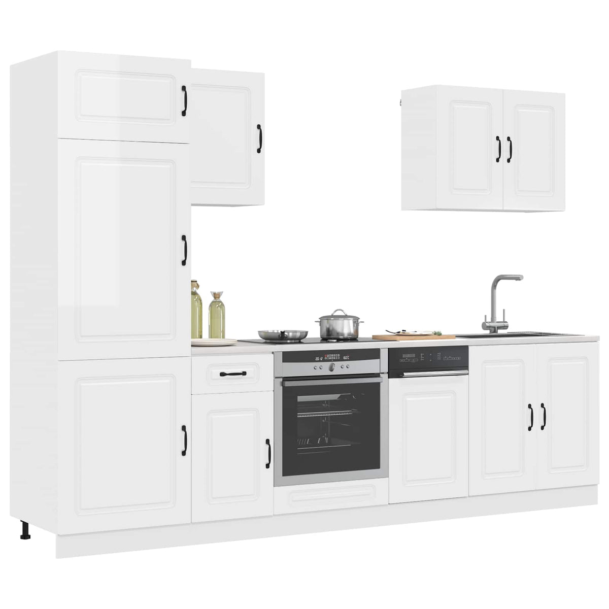 7-tlg. Küchenschrank-Set Kalmar Hochglanz-Weiß Holzwerkstoff