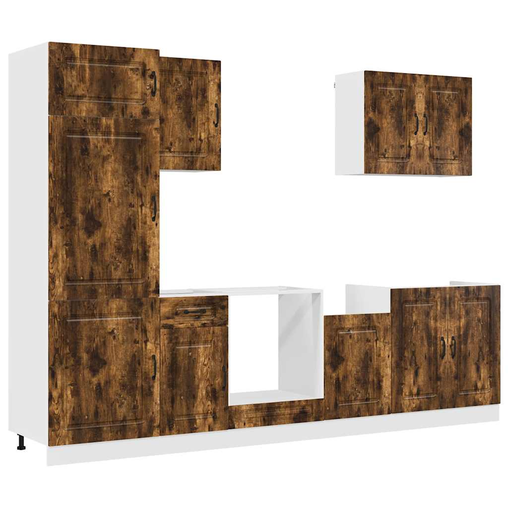 7-tlg. Küchenschrank-Set Kalmar Räuchereiche Holzwerkstoff