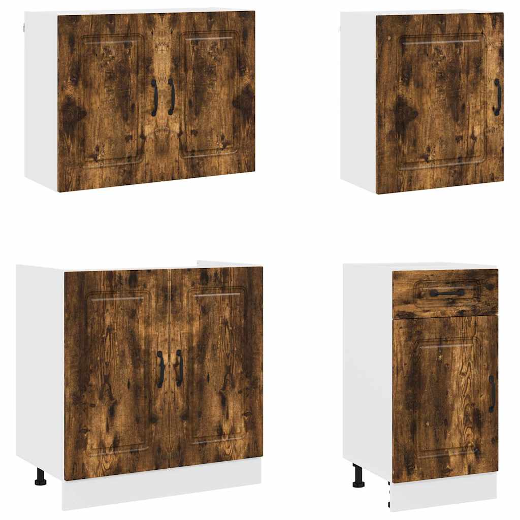 7-tlg. Küchenschrank-Set Kalmar Räuchereiche Holzwerkstoff