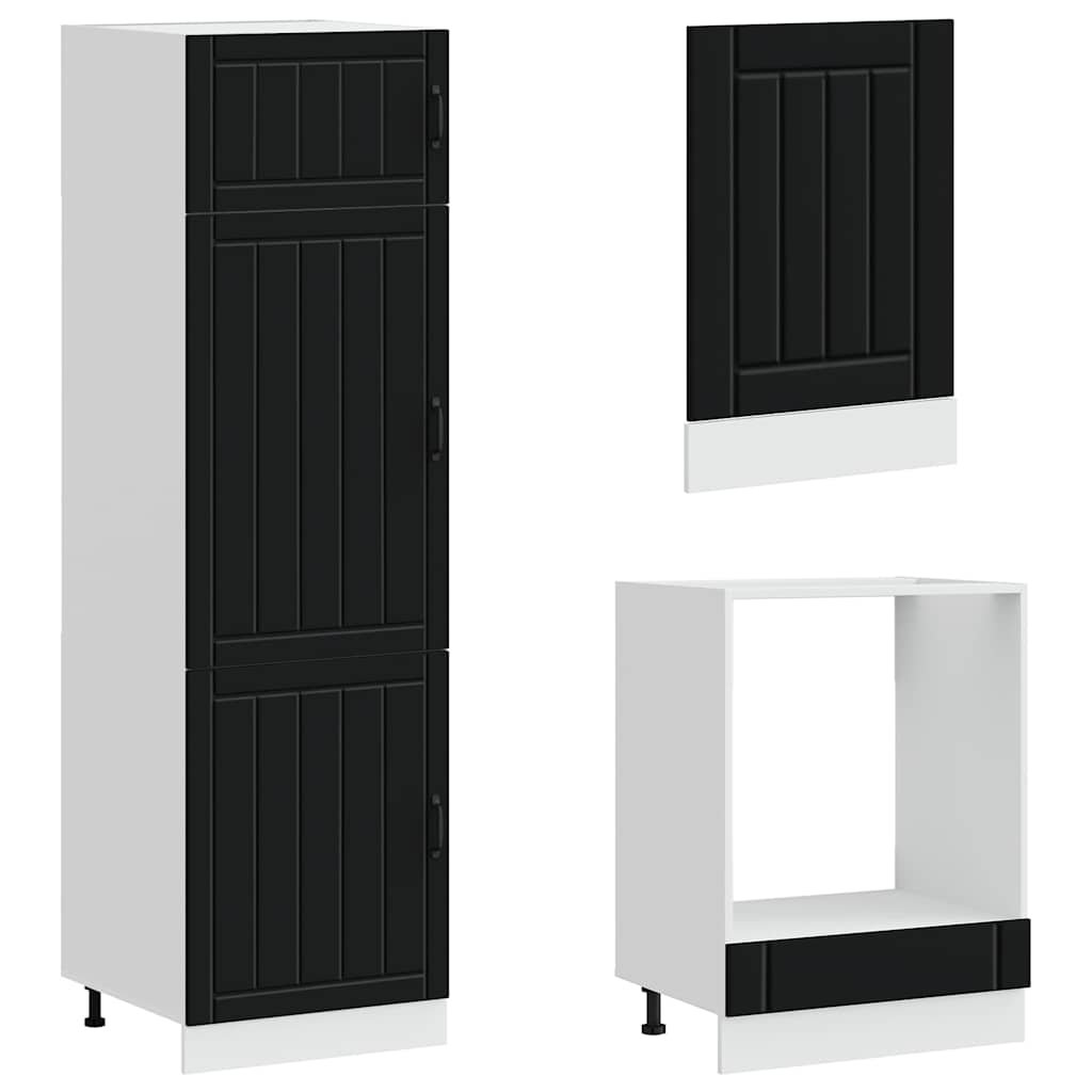 7-tlg. Küchenschrank-Set Lucca Schwarz Holzwerkstoff