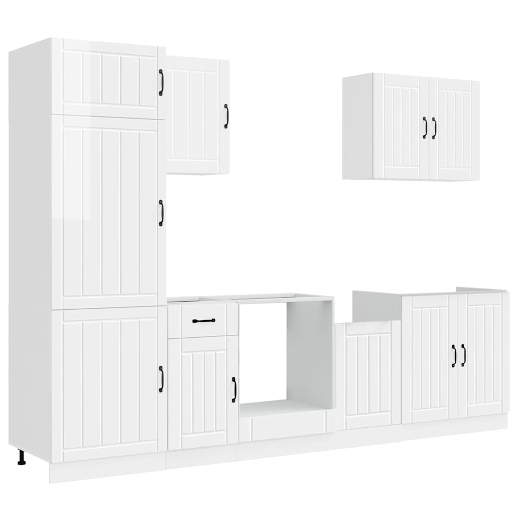 7-tlg. Küchenschrank-Set Lucca Hochglanz-Weiß Holzwerkstoff