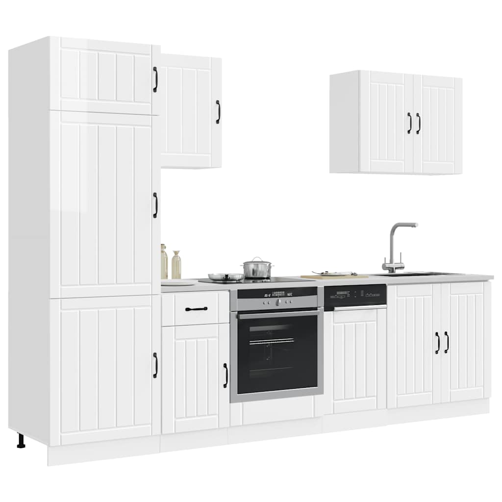7-tlg. Küchenschrank-Set Lucca Hochglanz-Weiß Holzwerkstoff
