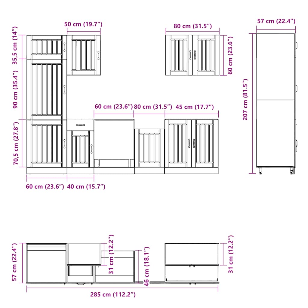 7-tlg. Küchenschrank-Set Lucca Hochglanz-Weiß Holzwerkstoff