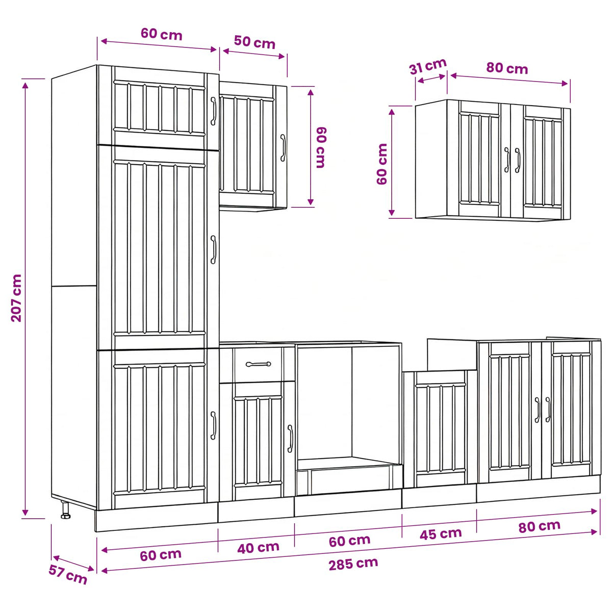 7-tlg. Küchenschrank-Set Lucca Sonoma-Eiche Holzwerkstoff