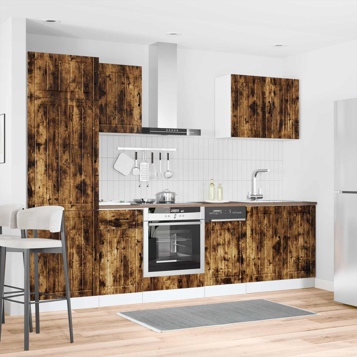 7-tlg. Küchenschrank-Set Lucca Räuchereiche Holzwerkstoff