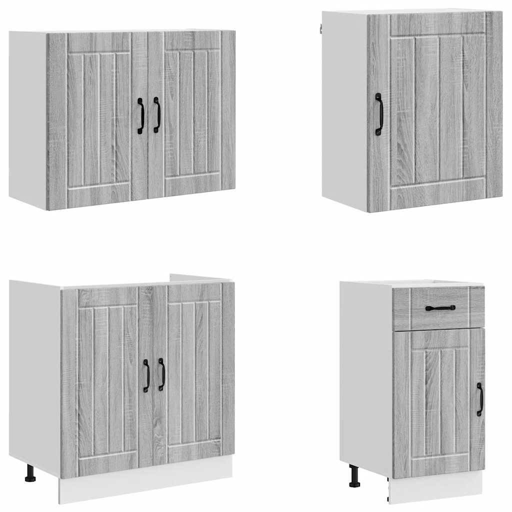7-tlg. Küchenschrank-Set Lucca Grau Sonoma Holzwerkstoff