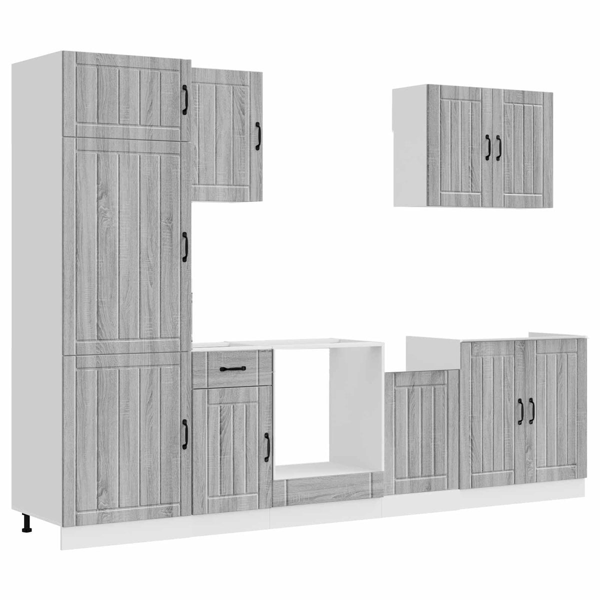7-tlg. Küchenschrank-Set Lucca Grau Sonoma Holzwerkstoff