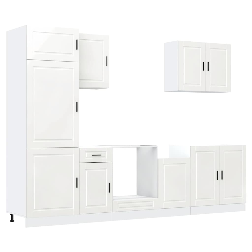 7-tlg. Küchenschrank-Set Porto Hochglanz-Weiß Holzwerkstoff