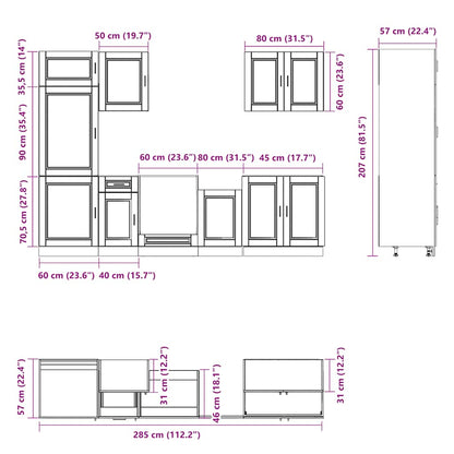 7-tlg. Küchenschrank-Set Porto Hochglanz-Weiß Holzwerkstoff