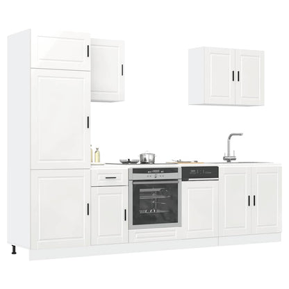 7-tlg. Küchenschrank-Set Porto Hochglanz-Weiß Holzwerkstoff