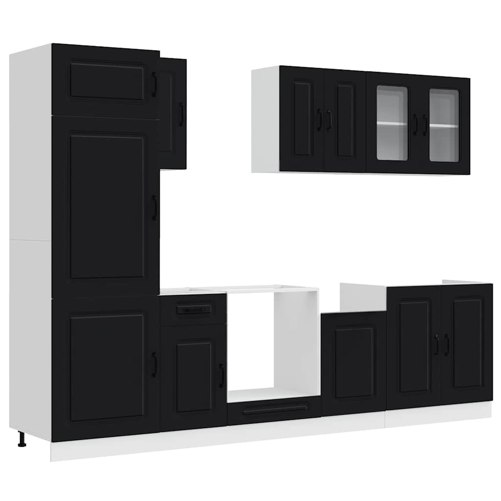 8-tlg. Küchenschrank-Set Kalmar Schwarz Holzwerkstoff