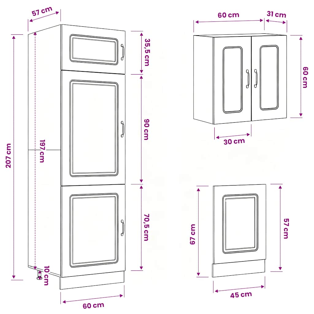 8-tlg. Küchenschrank-Set Kalmar Schwarz Holzwerkstoff
