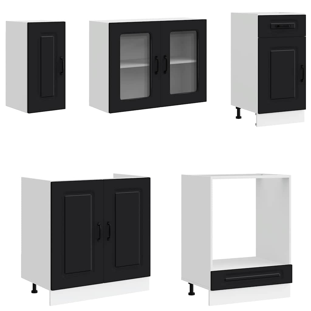 8-tlg. Küchenschrank-Set Kalmar Schwarz Holzwerkstoff