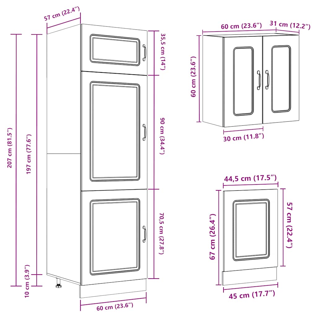 8-tlg. Küchenschrank-Set Kalmar Schwarz Holzwerkstoff