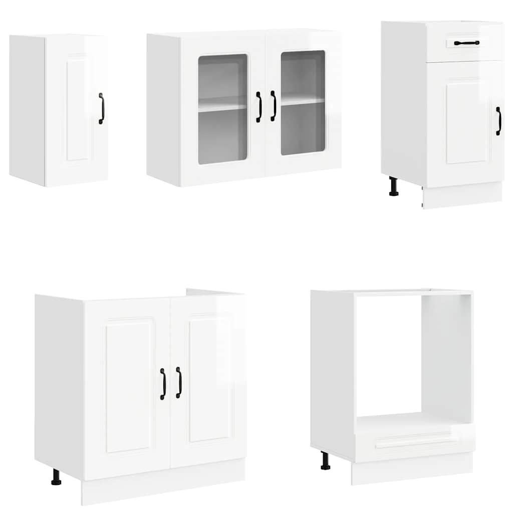 8-tlg. Küchenschrank-Set Kalmar Kalmar Hochglanz-Weiß Holzwerkstoff