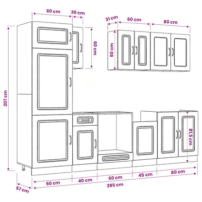 8-tlg. Küchenschrank-Set Kalmar Kalmar Hochglanz-Weiß Holzwerkstoff