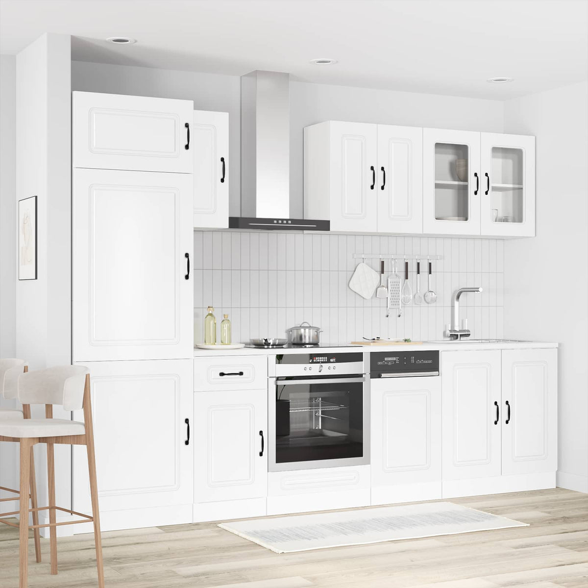 8-tlg. Küchenschrank-Set Kalmar Kalmar Hochglanz-Weiß Holzwerkstoff