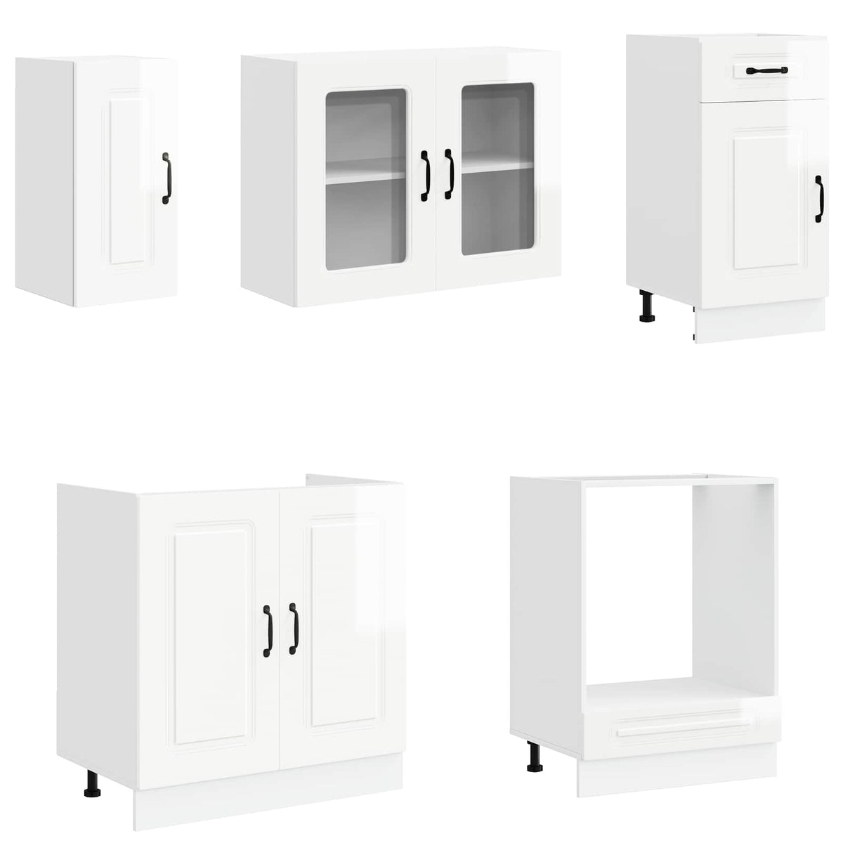 8-tlg. Küchenschrank-Set Kalmar Kalmar Hochglanz-Weiß Holzwerkstoff