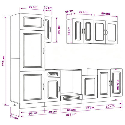 8-tlg. Küchenschrank-Set Kalmar Kalmar Hochglanz-Weiß Holzwerkstoff
