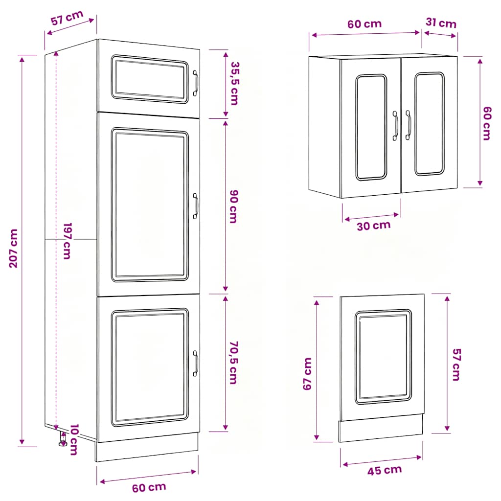 8-tlg. Küchenschrank-Set Kalmar Artisan-Eiche Holzwerkstoff