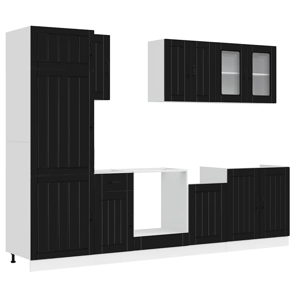 8-tlg. Küchenschrank-Set Kalmar Schwarz Holzwerkstoff