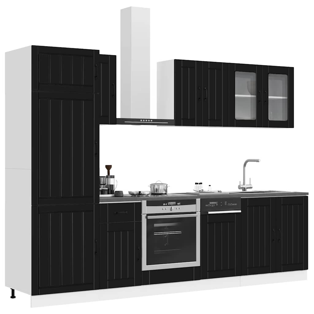8-tlg. Küchenschrank-Set Kalmar Schwarz Holzwerkstoff