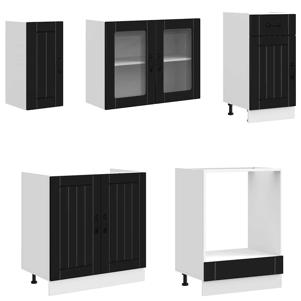 8-tlg. Küchenschrank-Set Kalmar Schwarz Holzwerkstoff