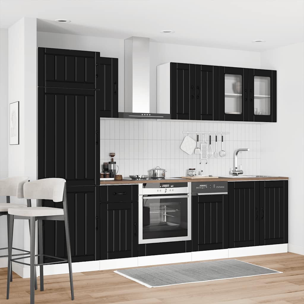 8-tlg. Küchenschrank-Set Kalmar Schwarz Holzwerkstoff