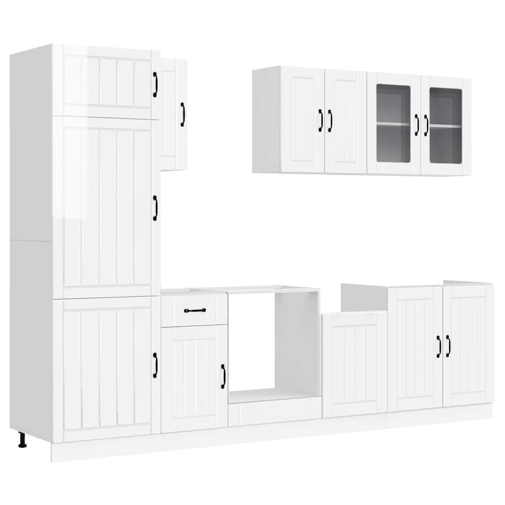 8-tlg. Küchenschrank-Set Lucca Hochglanz-Weiß Holzwerkstoff