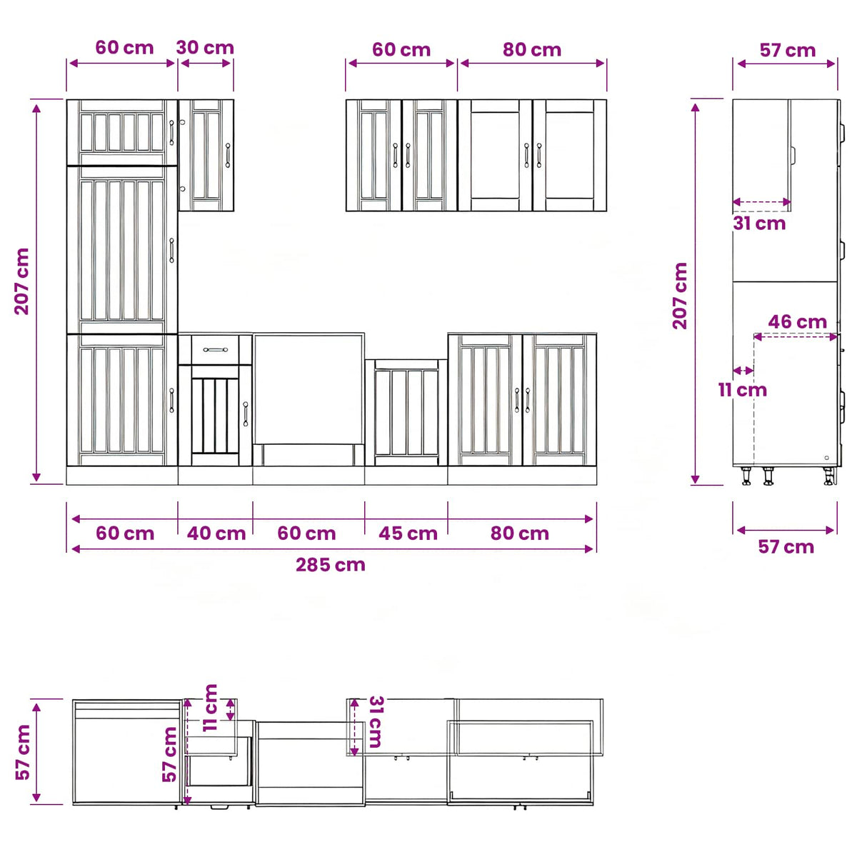 8-tlg. Küchenschrank-Set Lucca Sonoma-Eiche Holzwerkstoff