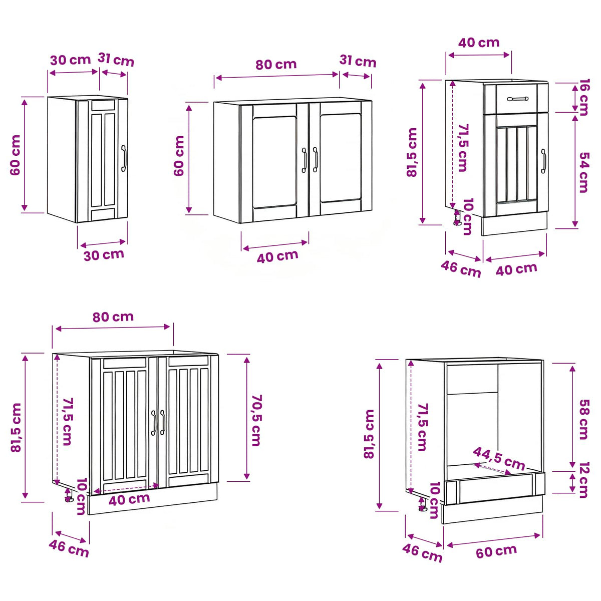 8-tlg. Küchenschrank-Set Lucca Sonoma-Eiche Holzwerkstoff