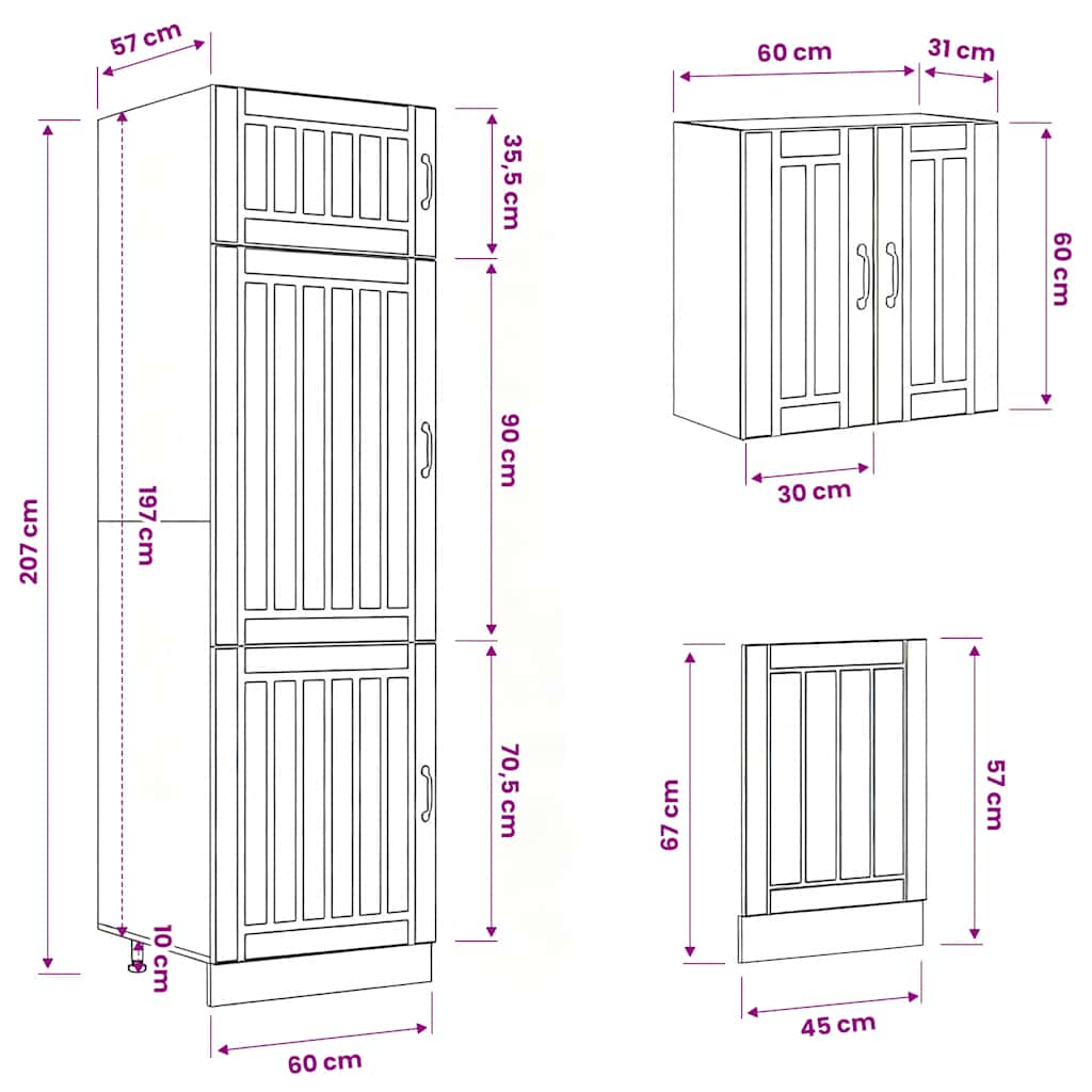 8-tlg. Küchenschrank-Set Lucca Räuchereiche Holzwerkstoff