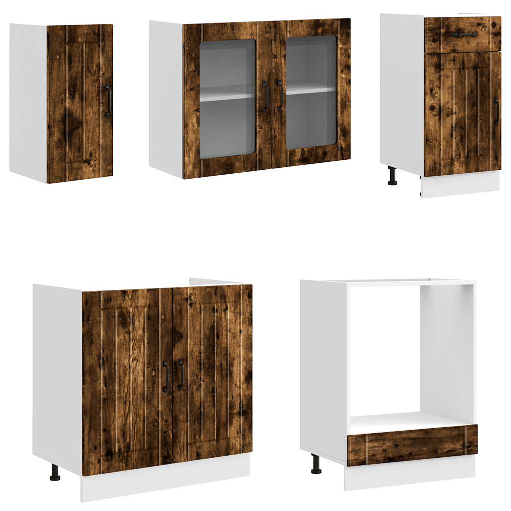 8-tlg. Küchenschrank-Set Lucca Räuchereiche Holzwerkstoff