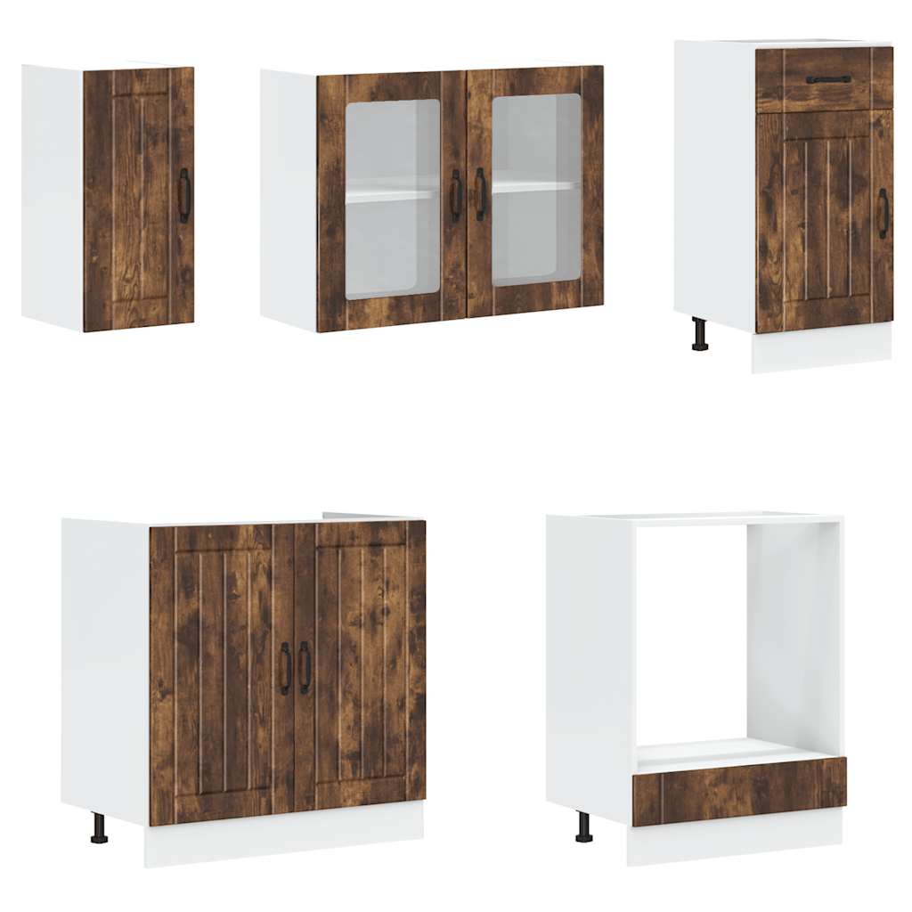 8-tlg. Küchenschrank-Set Lucca Räuchereiche Holzwerkstoff