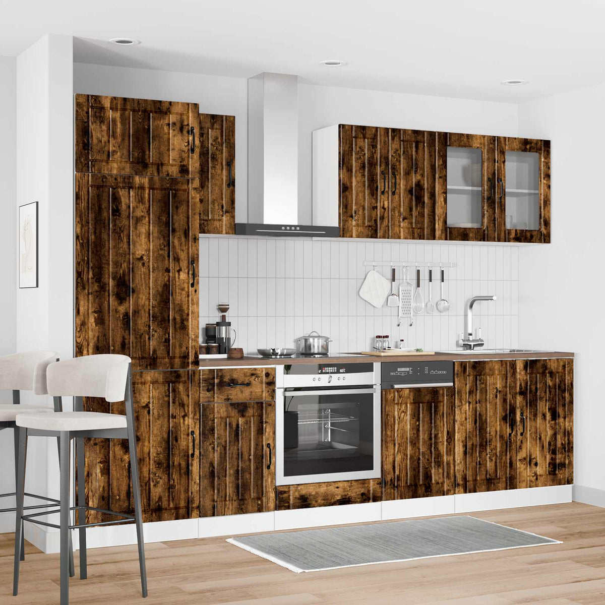 8-tlg. Küchenschrank-Set Lucca Räuchereiche Holzwerkstoff