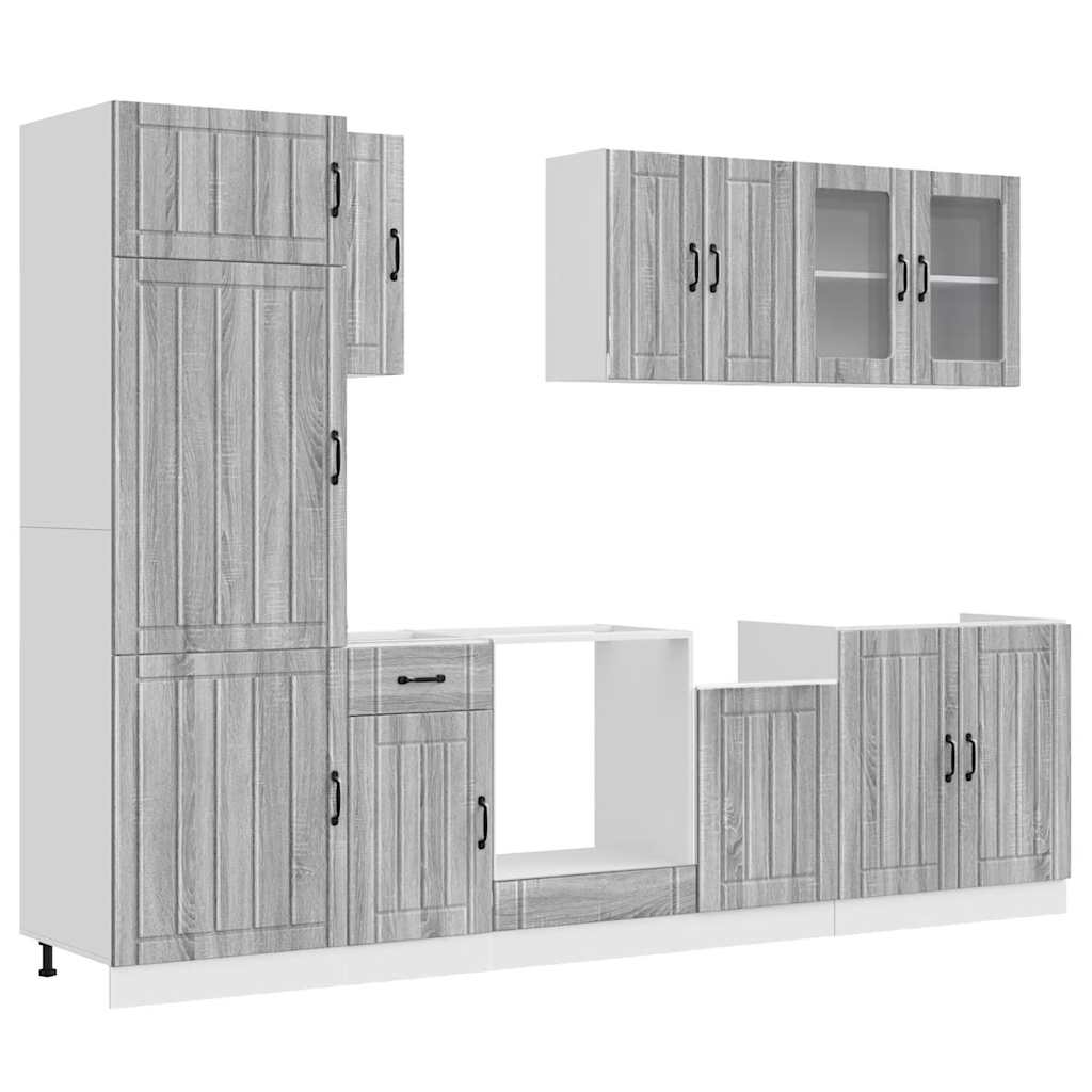 8-tlg. Küchenschrank-Set Kalmar Grau Sonoma Holzwerkstoff