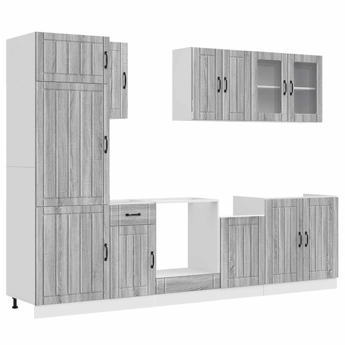 8-tlg. Küchenschrank-Set Kalmar Grau Sonoma Holzwerkstoff