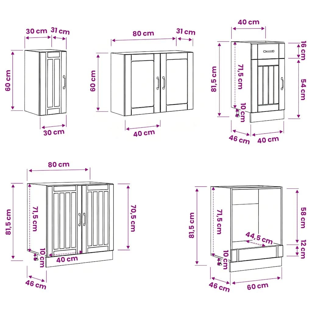 8-tlg. Küchenschrank-Set Kalmar Altholz-Optik Holzwerkstoff