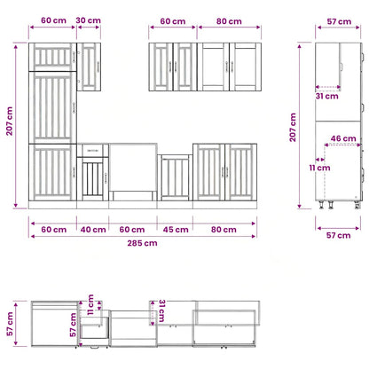 8-tlg. Küchenschrank-Set Kalmar Artisan-Eiche Holzwerkstoff